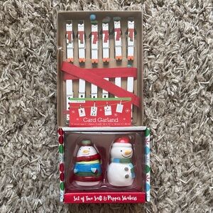 Snowman Salt & Pepper Shakers with Card Garland